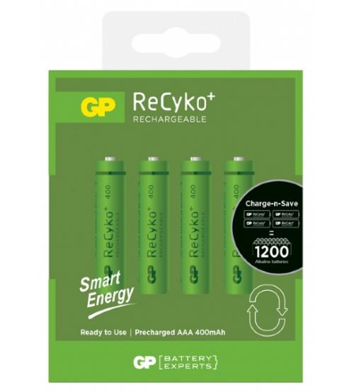 GP Batteries GPRHC043C044 Recyko+ AAA Smart Energy 400mAh Batteries Carded 4
